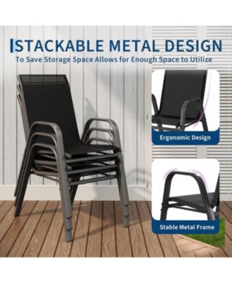 Set of 4 Textilene Stackable Outdoor Dining Chairs