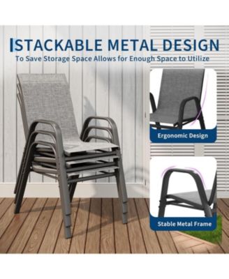 Set of 4 Textilene Stackable Outdoor Dining Chairs