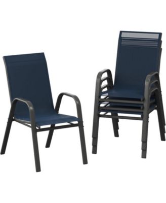 Set of 4 Textilene Stackable Outdoor Dining Chairs