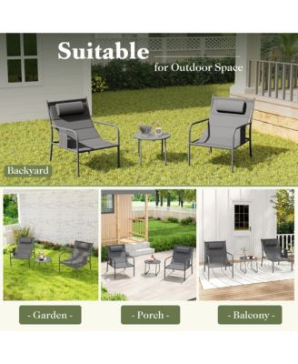 3 Piece Patio Set Outdoor Table and Chairs Bistro Set Small Front Porch Balcony Furniture