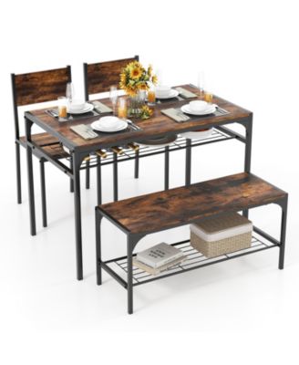 Industrial Style Rectangular Kitchen Table with Bench and Chairs.