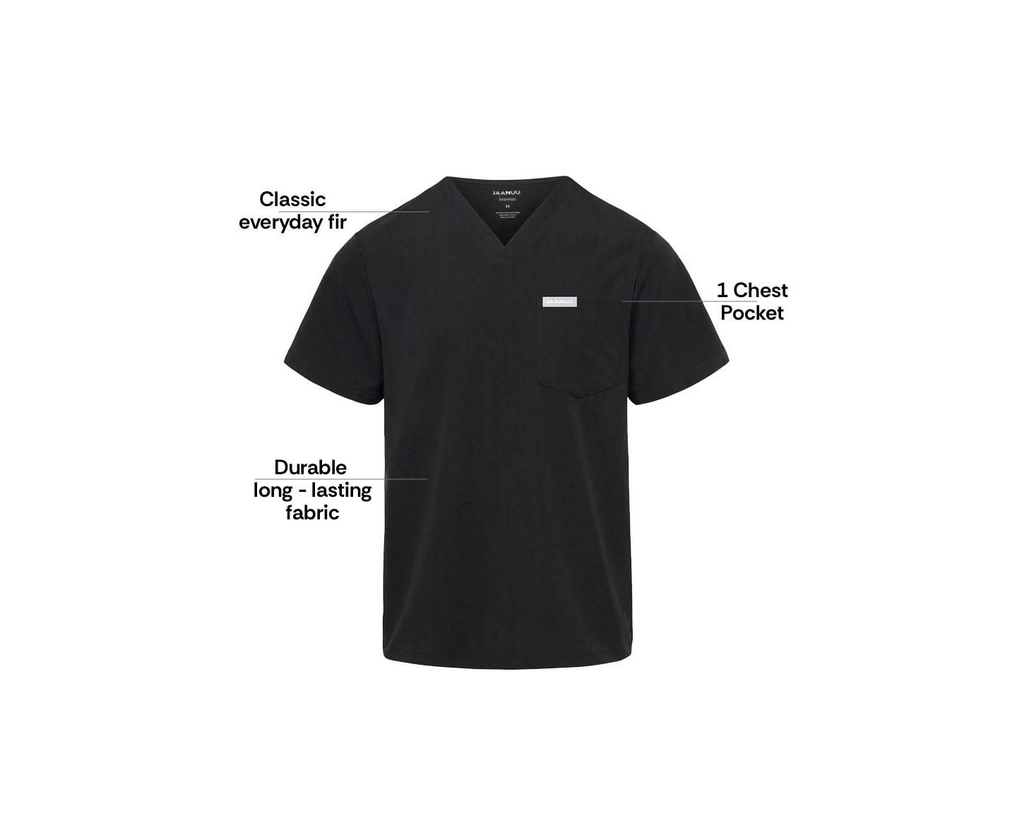 Мужские комплекты Jaanuu UltraLAST Essential Performance 5-Pocket Scrub Set, цвет: Чёрный — фото 3