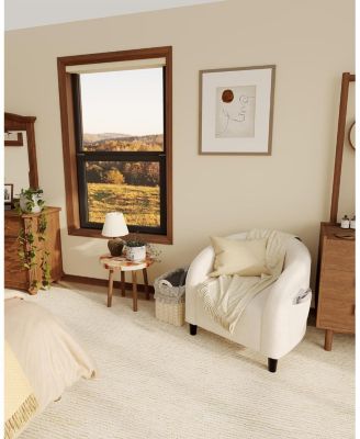 Accent Barrel Chair Boucle Club Chair Furry Sherpa Armchair Suitable for Living Room Bedroom Reception Room Office.