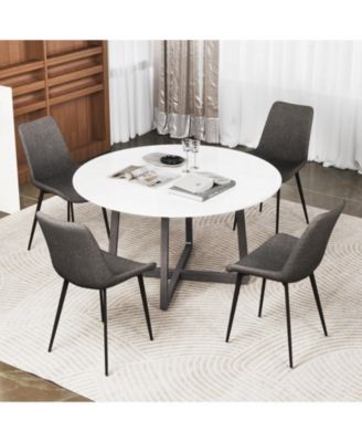 Dining Chairs Set of 4 with Upholstered Seats and Metal Legs