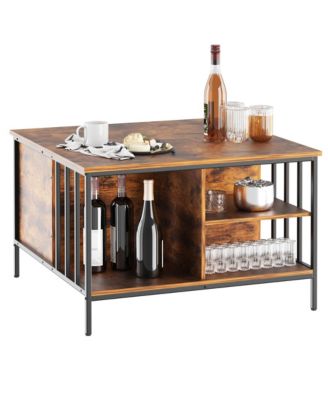 Square Lift-Top Coffee Table, Farmhouse Center Table with Hidden Compartment and Storage Shelves for Living Room