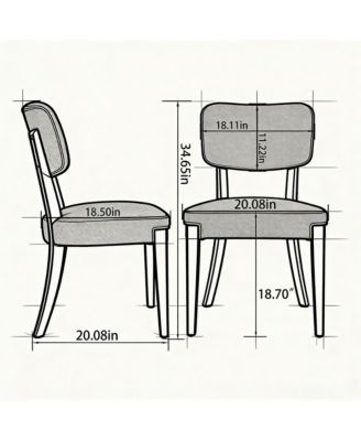 Contemporary Dining Chair Set of 2, Soft Fabric Kitchen Chairs with Solid Wood Legs for Dining Room, Home Use