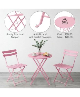 3-Piece Foldable Metal Bistro Set with Round Table, Compact for Small Spaces