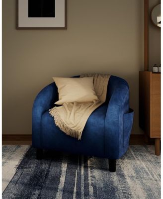 Velvet Accent Chair Club Chair Cozy Armrest Upholstered Barrel Chair with Solid Legs for Living Room Bedroom Study Waiting Room