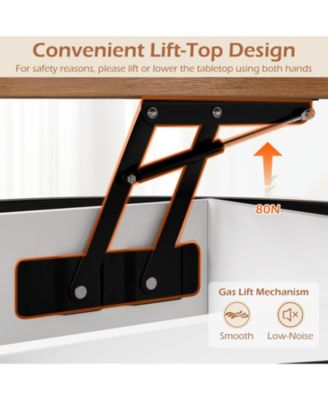 Coffee Table Round Lift Top with Hidden Storage and Side Shelves