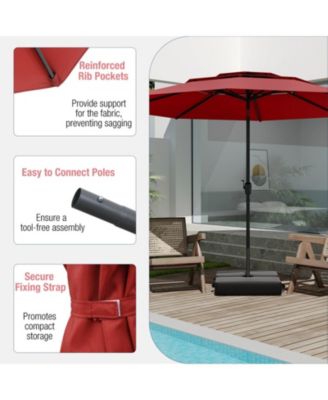 10 ft Three-Tier Vented Patio Umbrella with Push-Button Tilt and Crank Handle