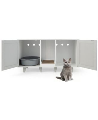 Cat Litter Box Enclosure Hidden Cat Washroom w/ 2 Doors