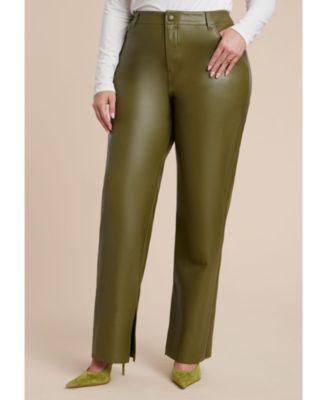 Women's Slit Hem Faux Leather Pant