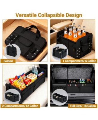 18 Gallon Car Trunk Organizer with Lid and Three Compartments