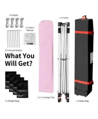 6.6 x 6.6 ft Outdoor Pop Up Canopy Tent with Roller Bag and Four Weight Bags