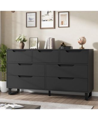 Dresser for Bedroom, Freestanding Horizontal Drawer with Storage, Wooden Closet Chest Storage for Living Room, Hallway, Entryway