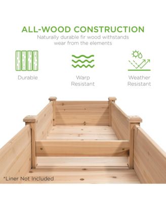 72x23x30in Raised Garden Bed, Elevated Wood Planter Box for Patio w/ Divider Panel