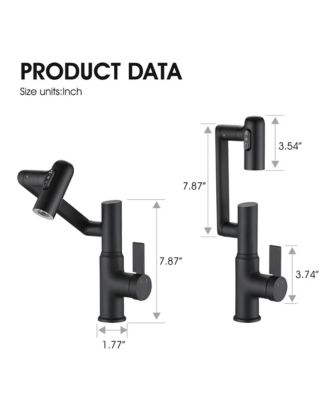 Bathroom Sink Faucet with Spray Function, Temperature Display, Anti-Slip Switch, Hot and Cold Controls, and 360degree(s) Swivel Spout