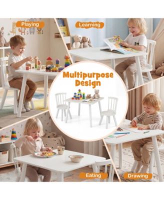 Kids Wooden Table and Chairs Set Three Piece Toddler Furniture