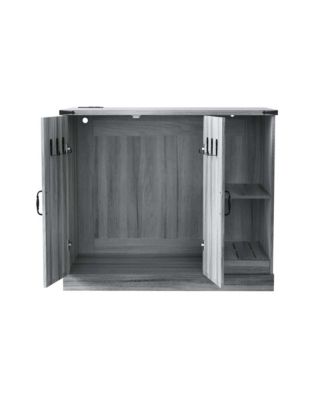 Modern Cat Litter Box Cabinet with Power Outlet, Hidden Enclosure for Large Automatic Boxes, Catcher, Storage