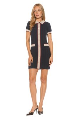 Women's Cove Collared Button Down Contrast Knit Dress