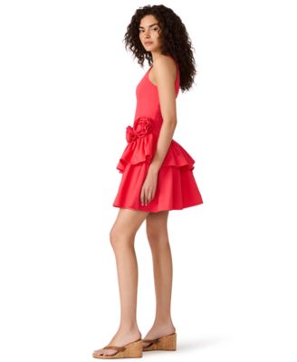 Juniors' Square Neck Tiered Mini Cotton Dress