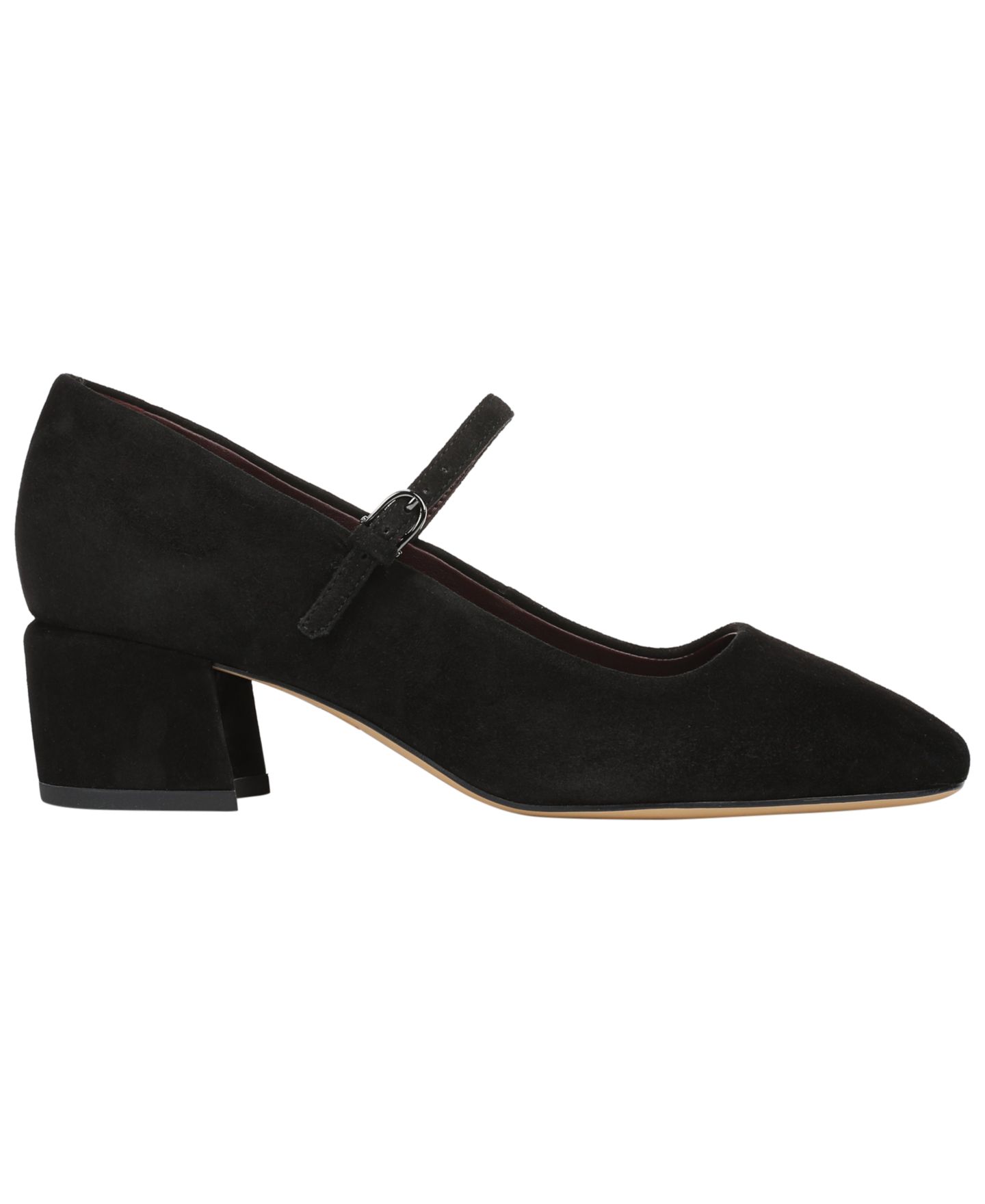 Женские балетки Franco Sarto Davi Square Toe Mary Jane, цвет: Чёрный замшевый — фото 2