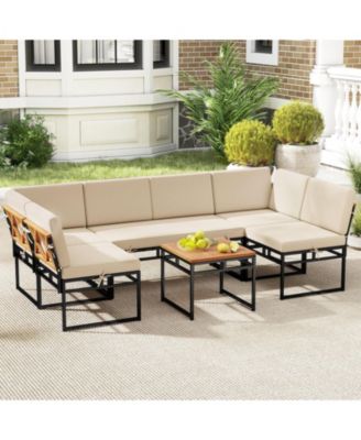 6 Piece Outdoor Sectional Sofa Set with Cushions