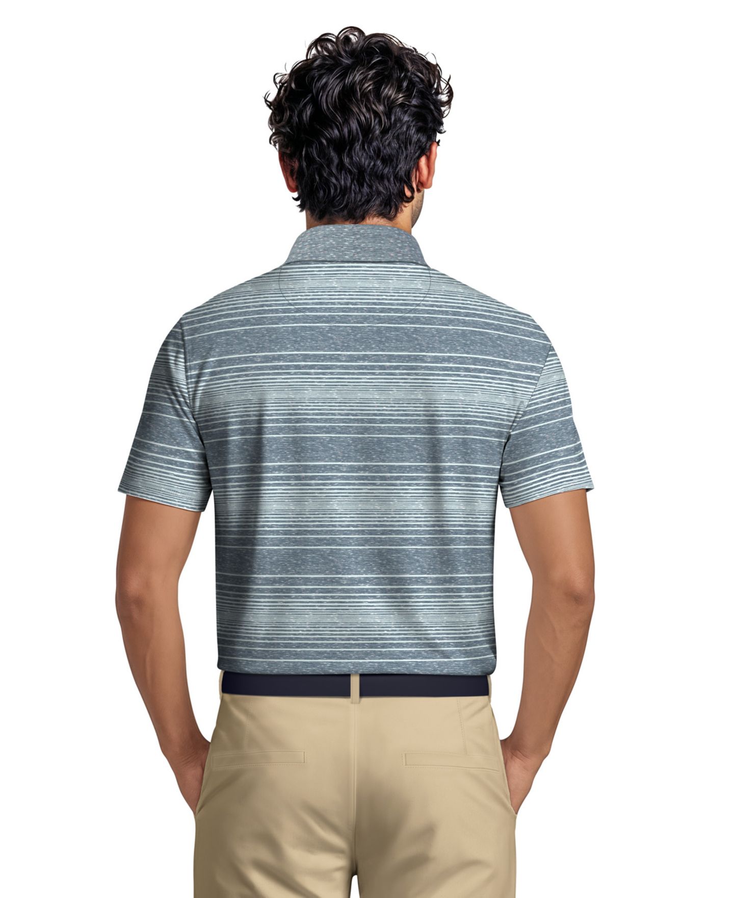 Мужское поло PGA TOUR Jaspe Stripe Golf Polo Shirt, цвет: Синий — фото 4