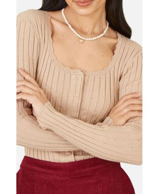 Women's Knit Fitted Rib Cardigan