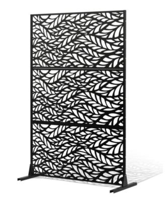 Metal Privacy Screen, 47" x 72", Freestanding 3-Panel Garden Divider