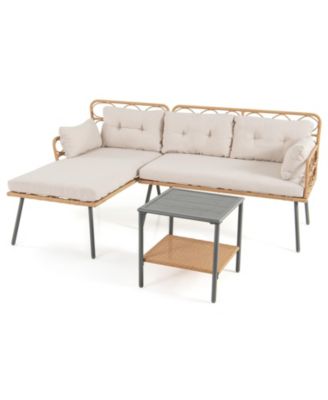 3 Piece Corner Patio Furniture Set with Small Coffee Table