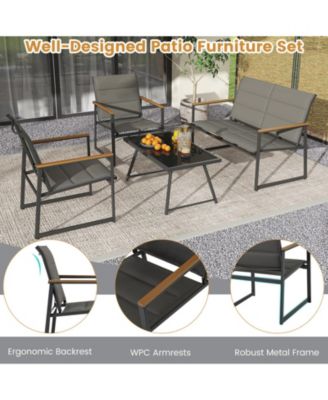 4 Piece Outdoor Conversation Patio Furniture Set