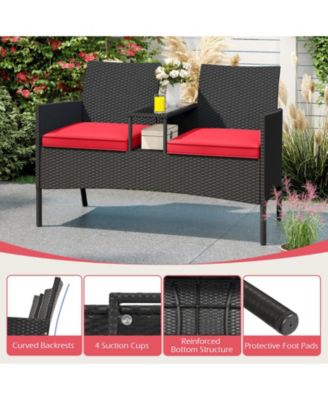 Patio Loveseat with Built In Table for Backyard or Porch