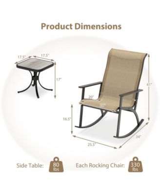 Heavy Duty Rocking Bistro Set with High Back Chairs and Table