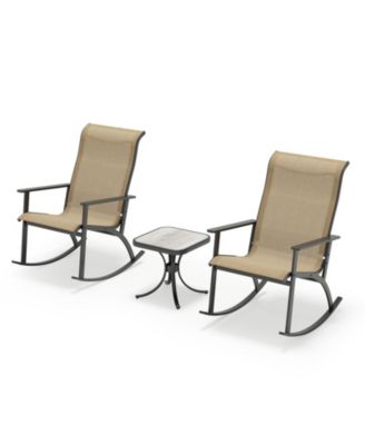 Heavy Duty Rocking Bistro Set with High Back Chairs and Table
