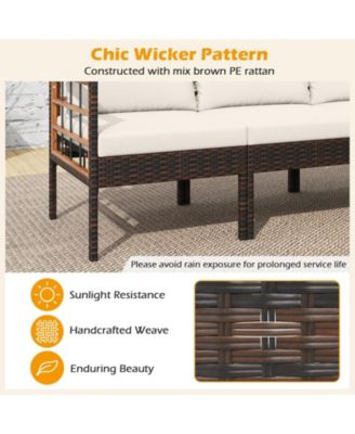 Patio Rattan Chairs with Ottomans and Side Table for Backyard