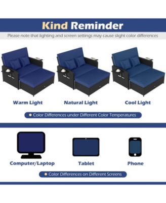 PE Wicker Outdoor Daybed with Adjustable Backrest and Ottoman