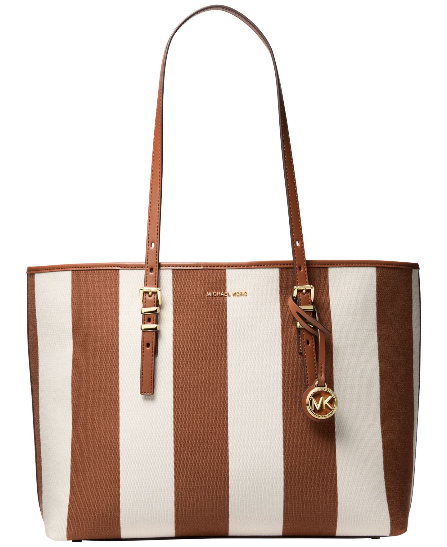 Женская сумка Michael Kors Quinn Large East West Tote Handbag, цвет: Светло-коричневый — фото 1