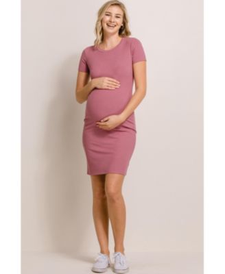 Maternity Ribbed Bodycon Short Sleeve Dress