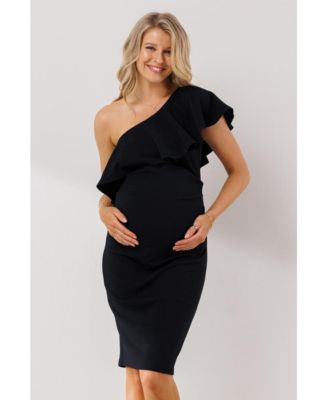 Maternity One-Shoulder Ruffle Bodycon Dress