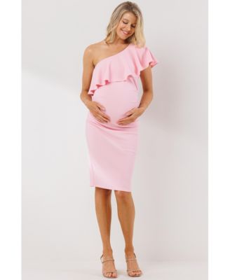 Maternity One-Shoulder Ruffle Bodycon Dress
