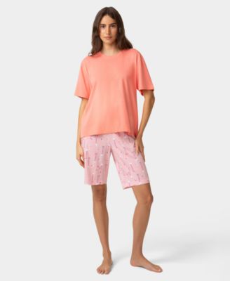 Women's Short-Sleeve Cotton Candied Boxy Pajamas Top