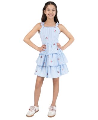 Girls' 7-16 Cherry Embroidered Sleeveless Dress