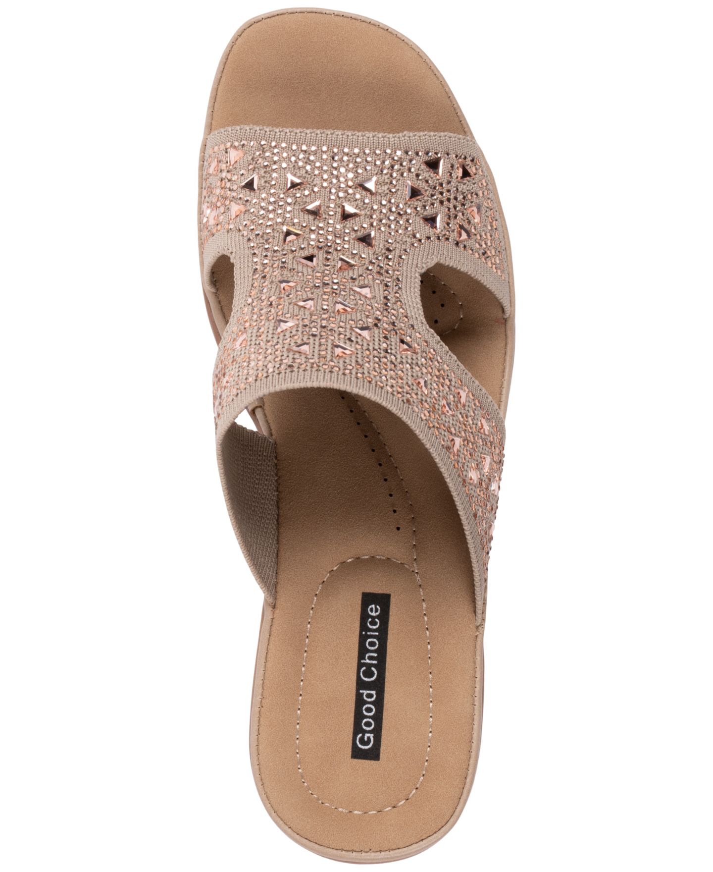 Женские сандалии GC Shoes Jaeya Embellished Knit Comfort Wedge, цвет: Телесный — фото 4