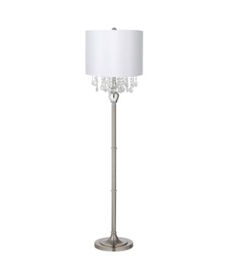 360 Lighting Crystals Traditional Luxury 60 1/2" Tall Standing Floor Lamp Metal Satin Steel Finish Office Drum