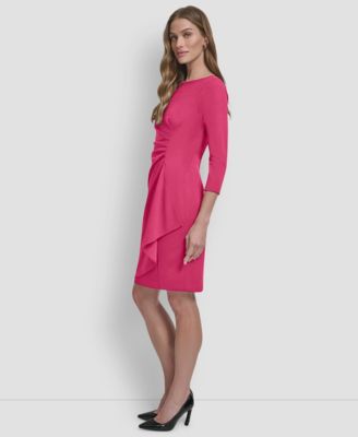 Women's 3/4-Sleeve Ruched Short Dress