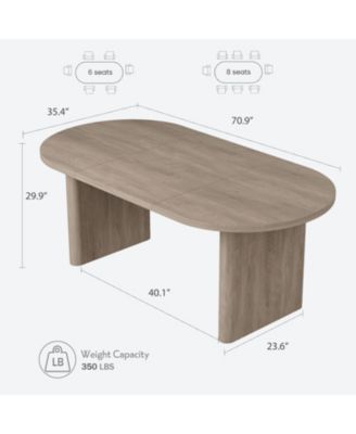 70.8'' Oval Dining Table for 6–8, Farmhouse Table with Sturdy Wooden Base, Rustic Oak Finish for Kitchen & Dining Room