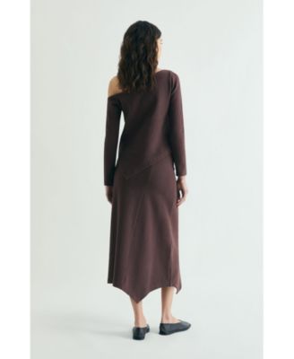 Women's Asymmetrical Knit Midi Skirt