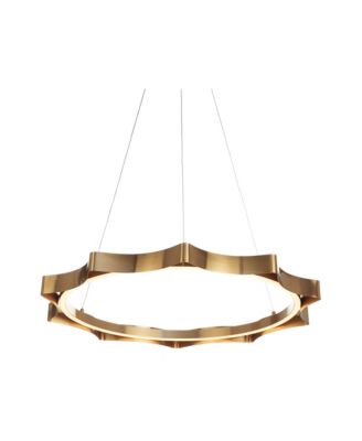 Gearworks Wide Brass LED Ring Pendant Light