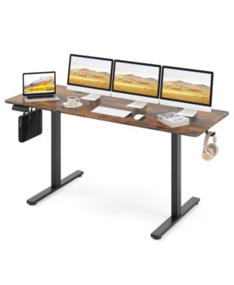 Standing Desk with 3 Memory Heights, 2 Hanging Hooks and Cable Management Holes